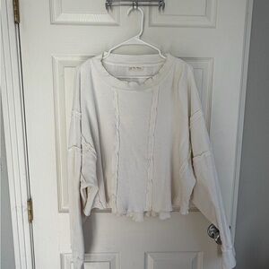 We The Free by Free People – Ellie Thermal Waffle Knit Top – Oversized Crop – XL